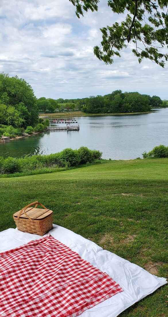 Rustige picknickopstelling met eenvoudige buitenmaaltijd in natuurlijk licht